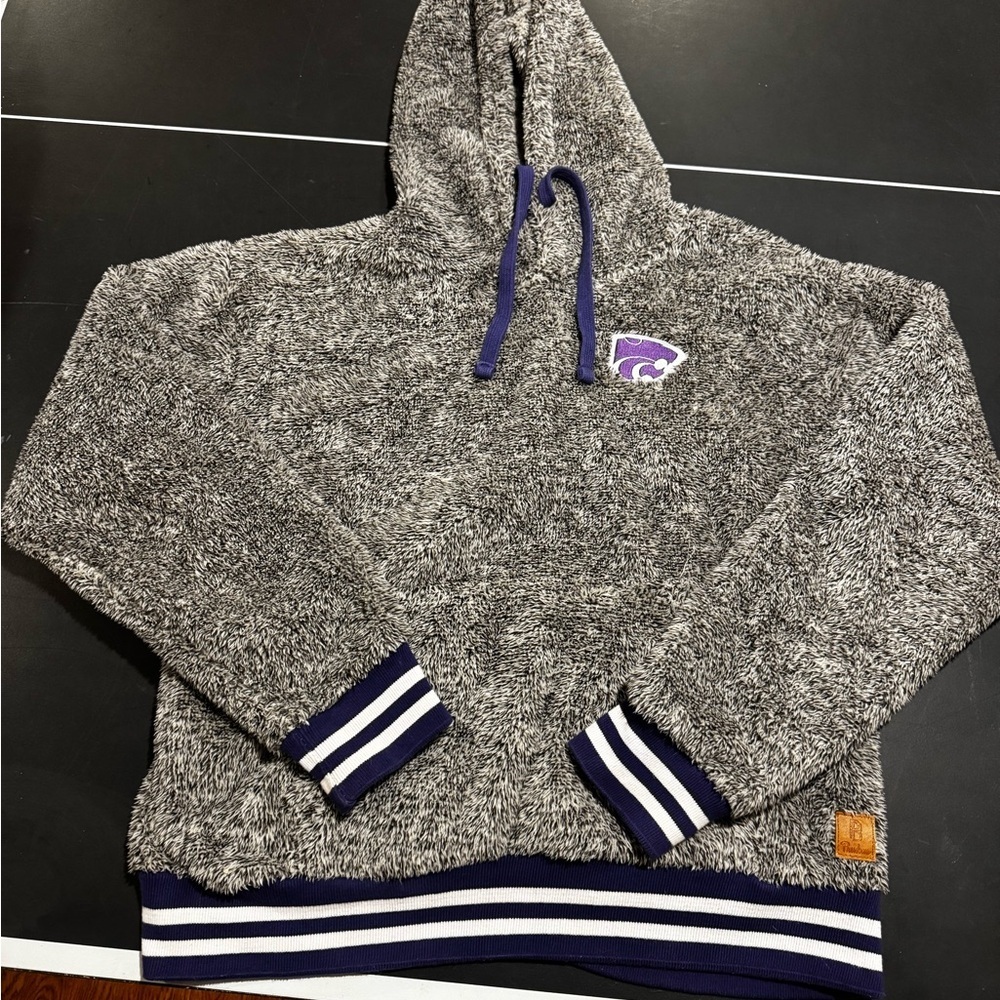 Pressbox Heathered Gray and Purple Hooded Sweater